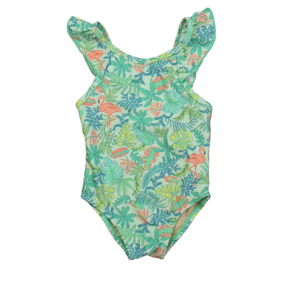 Egg Girls Green | Pink Flamingo 1-piece Swimsuit size: 12 Months